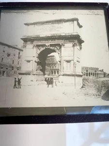 MAGIC LANTERN SLIDE c1900 ARCO Di COSTANINO ROME HORSE CARTS PEOPLE - Picture 1 of 2