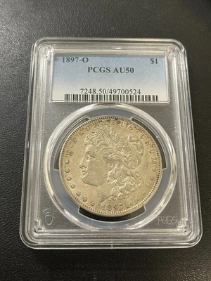 1897 O MORGAN DOLLAR PCGS AU-50 - ABOUT UNCIRCULATED - BETTER DATE - SLAB - $1 - Image 1 of 2