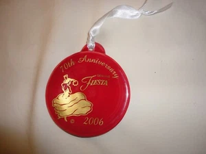 Fiesta 70th Anniversary Ornament in Scarlet Fiestaware Gold Dancing Lady 2006 - Picture 1 of 2