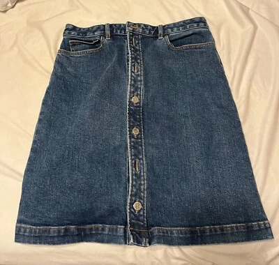 Falda de bolsillo con botones de algodón recto lavado azul oscuro talla 40 EE. UU. 8 APC Foto 1 de 4