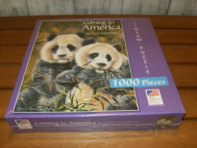New, Sealed Coming To America Pandas 1000 Piece  19 x 26 Jigsaw Puzzle 2002 - Image 1 of 3