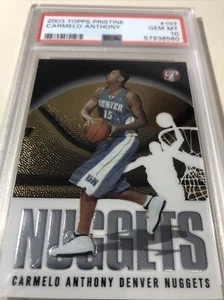 2003 Topps Pristine Carmelo Anthony Rookie RC #107 NBA Basketball Card PSA 10 - Picture 1 of 4