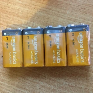 4x Amazon Basics 9 VOLT Low Drain Alkaline Battery eg Smoke Detector 9V PP3 Pack - Picture 1 of 4