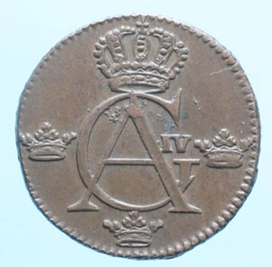 SVEZIA GUSTAF IV ADOLF 1/4 SKILLING 1805 CURRENCY COPPER COIN NUMISMATICA - Imagen 1 de 2