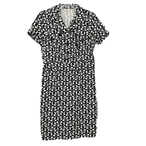 Club Monaco Dress S Black White fluer de lis Fitted Getaway Cotton Stretch - Picture 1 of 9