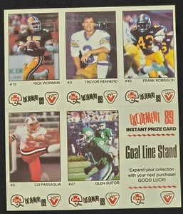 1989 VACHON 5 FOOTBALL CARD UNCUT PANEL WORMAN KENNERD ROBINSON PASSAGLIA SUITOR - Picture 1 of 2