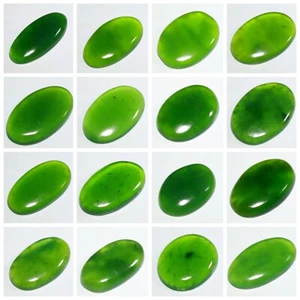 NATURAL TRANSLUCENT GREEN SERPENTINE JADE OVAL CABOCHON GEMSTONE AN- - Picture 1 of 21