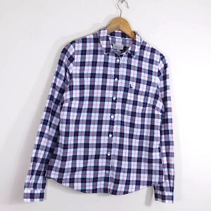 Ladies Jack Wills checked shirt Size 10 White Navy Classic fit Flannel Pocket