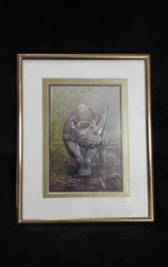 Framed Foil Art Print Black Rhino Framed Matted 3D Look Elite Foil 8x10 - Picture 1 of 11