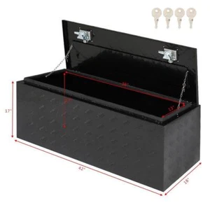 42 x18 x17 Black Aluminum Underbody Trunk Bed Trailer Tool Box Storage w/Lock - Picture 1 of 11