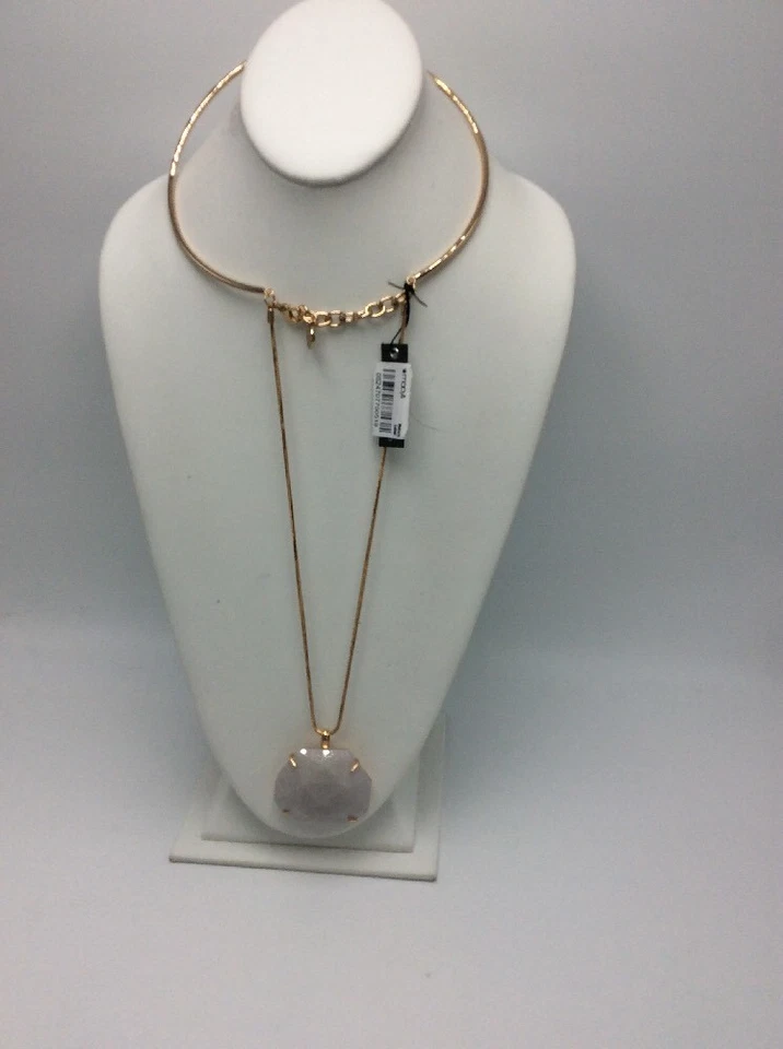 $98 Vince Camuto Collar Doble Capa Piedra Blanca Grande Tono Oro Rosa VCC217 Foto 1 de 4