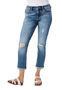 Vigoss® NEW With Tags Classic Sandblast Destructed Cropped Blue Jean~Size 26 - Imagen 1 de 18