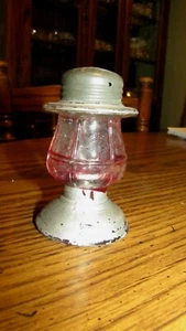 Antique Vintage Tin Toy Red Silver Lantern Candy Container - "Avor" 1 OZ - Picture 1 of 4