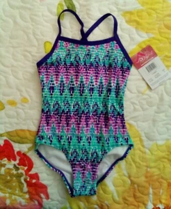 NEW GIRLS SIZE 4 KANU SURF ONE PIECE SWIMSUIT MULTICOLOR GEOMETRIC $30 - Picture 1 of 2
