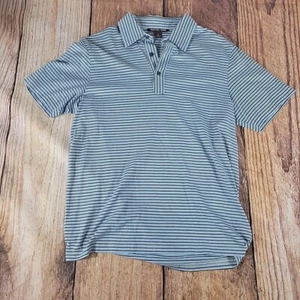 Men's MICHAEL KORS Blue Stripe Short Sleeve Polo Shirt Size Medium - Picture 1 of 6