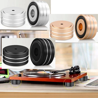 4pz Piedini Isolamento Altoparlante Audio HiFi Lega di Alluminio Amplificatore Base Pad Giradischi - Immagine 1 di 4