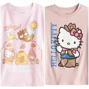 2 NWT Hello Kitty Girl's Cowgirl & Sanrio T Shirt Size 7 Sml Cute Kawaii w/tags - Picture 1 of 11