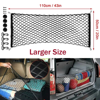 43*20 in Trunk CARGO NET Car Nylon Elastic Mesh Organizer Truck SUV 4 Hook Rear - Image 1 of 4