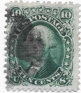 MMK Philatelie: US Briefmarken Scott #89 gebraucht 10c grün E Grill SCV 325 $ - Bild 1 von 2