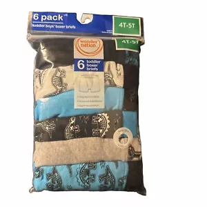 Wonder Nation Boys Boxer Briefs 6 Pack Underwear Size 4T-5T Dinosaur NEW - Picture 1 of 5