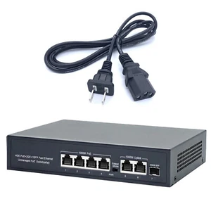 Gigabit 4+2 Port POE Power Switch 802.3af/at AC100-240V 250meter Transmission - Picture 1 of 17