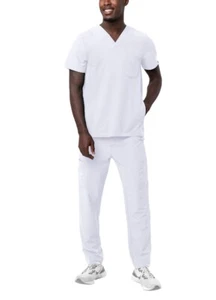 Adar Addition Go-Everyday Scrub Set Mens - Stylish Scrub Top & Cargo Scrub Pants - Picture 1 of 105