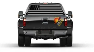 American Flag Black and Gray Rear Window Perforated Graphic Decal Sticker Truck - Picture 1 of 4