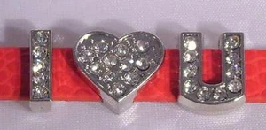 ♥ Slider Schiebe Modul Slide Charm Set I Love You I ♥ U Strass silber ♥ MLAB003 - Bild 1 von 1