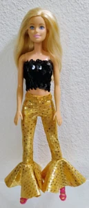 Fits Barbie Party Doll Clothes Stretch Handmade Black Top Gold Pants 11.5" New - Bild 1 von 10