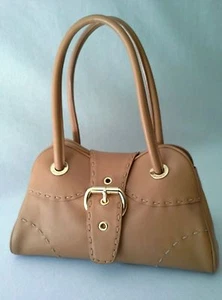 DESMO Satchel Purse Handbag Caramel Stitch Details Made In Italy Rare - Picture 1 of 12