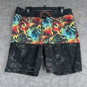 Mossimo Board Shorts Mens 34 Black Tropical Floral Beach Swim Trunks Lightweight - Picture 1 of 10