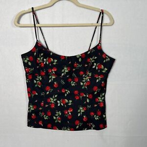RAMPAGE 2YK Spagetti strap tank top in Black with Roses