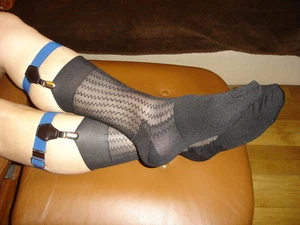 Men Socks Garters bleu double pinces fixes-chaussettes NEOFAN Ref A18 - Imagen 1 de 10