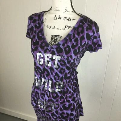 Camisa para dormir PINK by VICTORIA'S SECRET cuello en V púrpura estampado animal para mujer talla M Foto 1 de 4