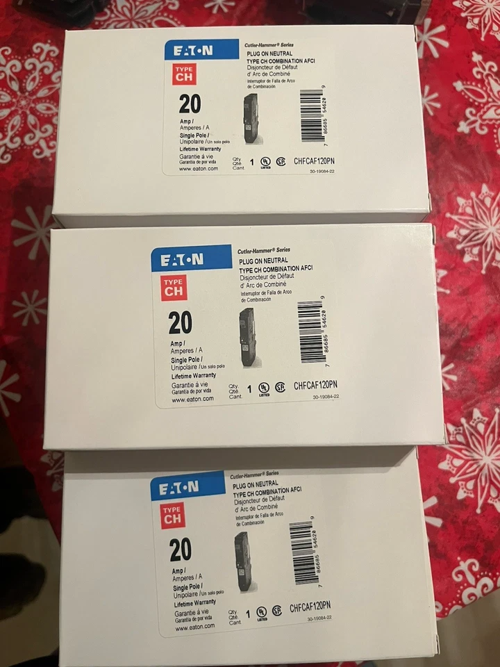 Martillo de corte Eaton CHFP120AF/CHFCAF120PN 20A AFCI interruptor de falla de arco Foto 1 de 4