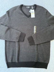 Calvin Klein NEW Men's Sweater Black Merino Wool Blend Pullover Sz M Gray - Picture 1 of 7