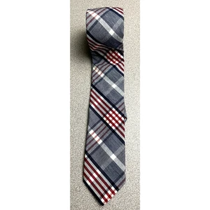 Original Penguin Men's Tie Plaid Red Gray 59" X 2.5" 100% Cotton - Picture 1 of 4