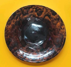 Vintage Hand Blown Tortoise Shell Fruit Bowl Art Glass Centerpiece 11.5 x 2 Dish - Picture 1 of 6