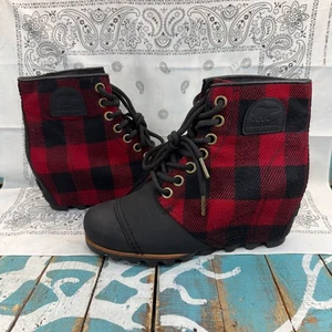 Sorel PDX Wedge Boots Buffalo Plaid NL2570-010 Womans Size 8.5 - Picture 1 of 8