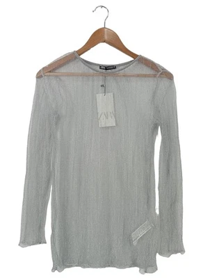 ZARA Blusa transparente Mujeres Blusa Talla EU 38 color plata elegante - Imagen 1 de 4