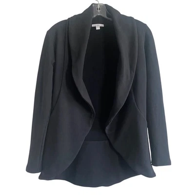 Blazer James Perse Talla 1 (US 4) Pequeño Negro Terry Francés Drapeado Frente Abierto Foto 1 de 4