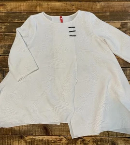 Blusa túnica IC Collection para mujer XL blanca texturizada asimétrica con palanca hecha en EE. UU. - Imagen 1 de 9