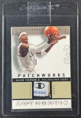 ALLEN IVERSON 2003-04 FLEER PATCHWORKS GAME-WORN DUAL TAG PATCH 056/100 76ERS - Image 1 of 2