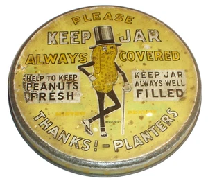 Vintage Pflanzgefäße Erdnüsse Mr. Peanut Dose Metall Theke Display Glas Deckel "Nur Deckel" - Bild 1 von 9