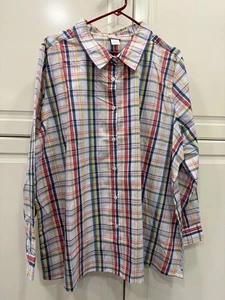 American Sweetheart Multicolor Plaid Button Down Shirt 3X Plus Size - Picture 1 of 4