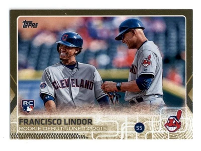 2015 Topps Update Gold #US286 Francisco Lindor Rookie Debut 1987/2015 RC - NM-MT - Image 1 of 2