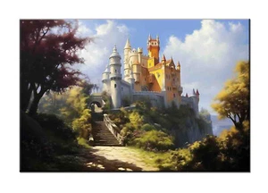 Pena Palace Castle Vintage Oil Painting Printed on canvas,Giclée Print,02 - Picture 1 of 8