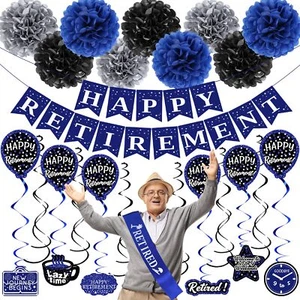 Retirement Decorations Men Blue Happy Retirement Party Decorations for Women ... - Picture 1 of 7