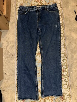 Pantalones de mezclilla vintage Big Mac ropa de trabajo calce relajado pierna recta lavado oscuro para hombre 38x34 Foto 1 de 4