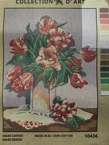 needlepoint Tapestry canvas Only Collection D Art 40x50cm Tulips - Picture 1 of 5